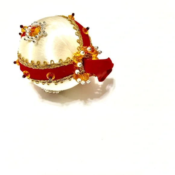 Vintage beaded sequined Christmas ornament, satin ball - Picture 5 of 5
